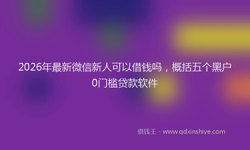 2026年最新微信新人可以借钱吗，概括五个黑户0门槛贷款软件
