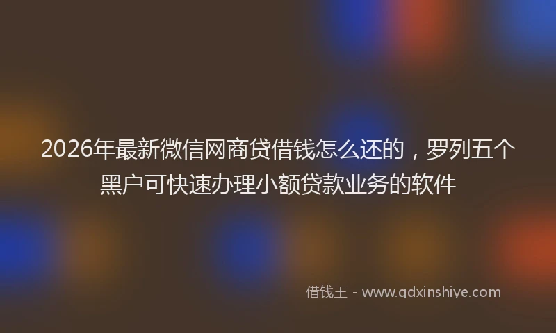 2026年最新微信网商贷借钱怎么还的，罗列五个黑户可快速办理小额贷款业务的软件