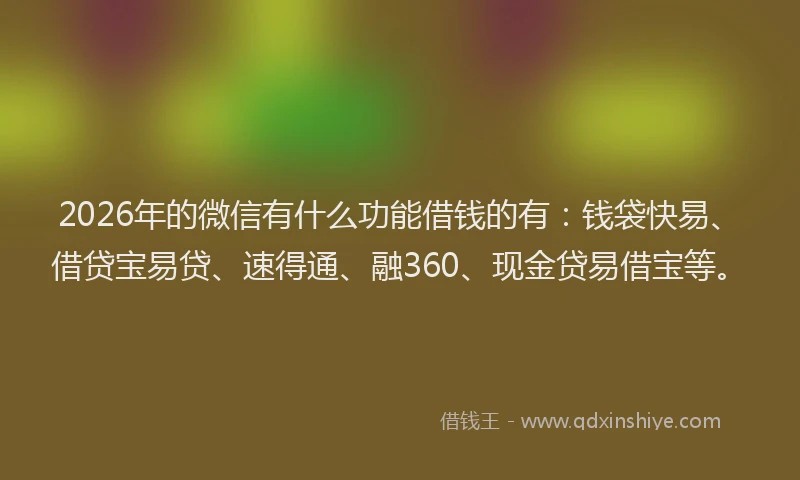 2026年的微信有什么功能借钱的有：钱袋快易、借贷宝易贷、速得通、融360、现金贷易借宝等。