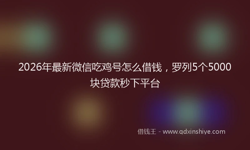 2026年最新微信吃鸡号怎么借钱，罗列5个5000块贷款秒下平台