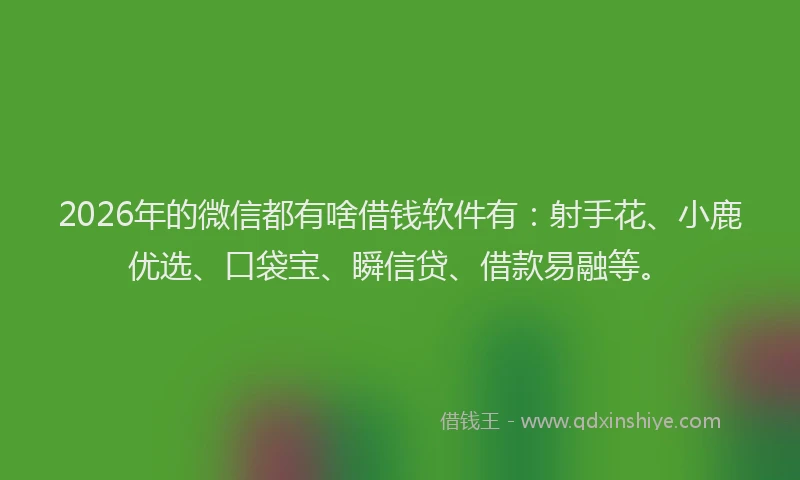 2026年的微信都有啥借钱软件有：射手花、小鹿优选、口袋宝、瞬信贷、借款易融等。