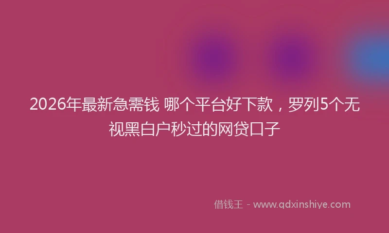 2026年最新急需钱 哪个平台好下款，罗列5个无视黑白户秒过的网贷口子