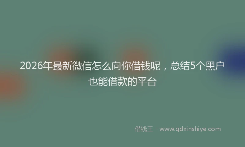 2026年最新微信怎么向你借钱呢，总结5个黑户也能借款的平台