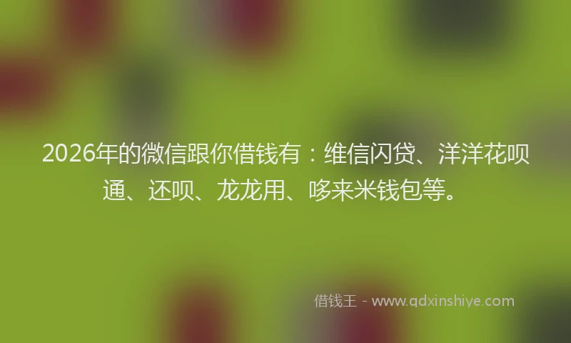 2026年的微信跟你借钱有：维信闪贷、洋洋花呗通、还呗、龙龙用、哆来米钱包等。