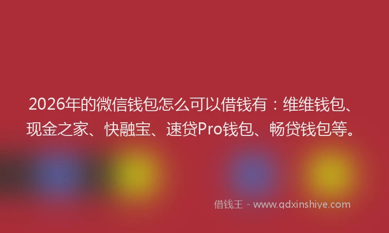 2026年的微信钱包怎么可以借钱有：维维钱包、现金之家、快融宝、速贷Pro钱包、畅贷钱包等。