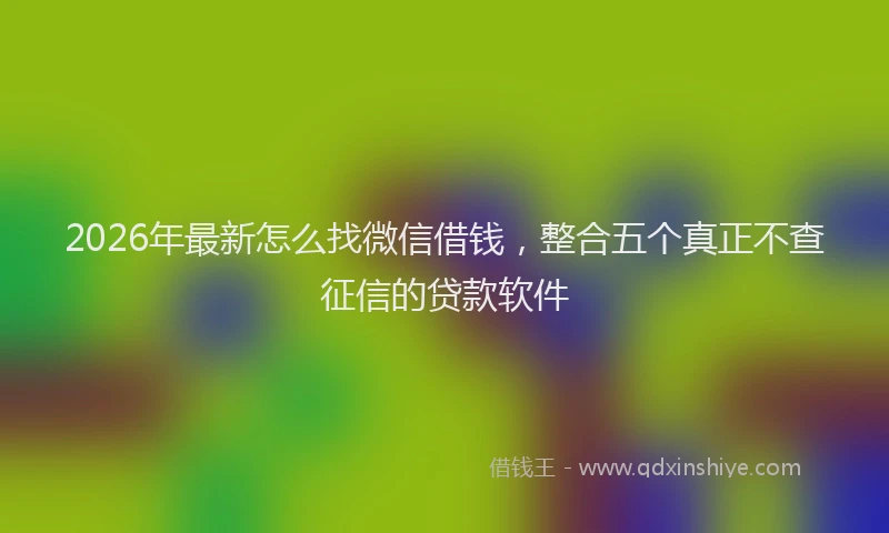 2026年最新怎么找微信借钱，整合五个真正不查征信的贷款软件