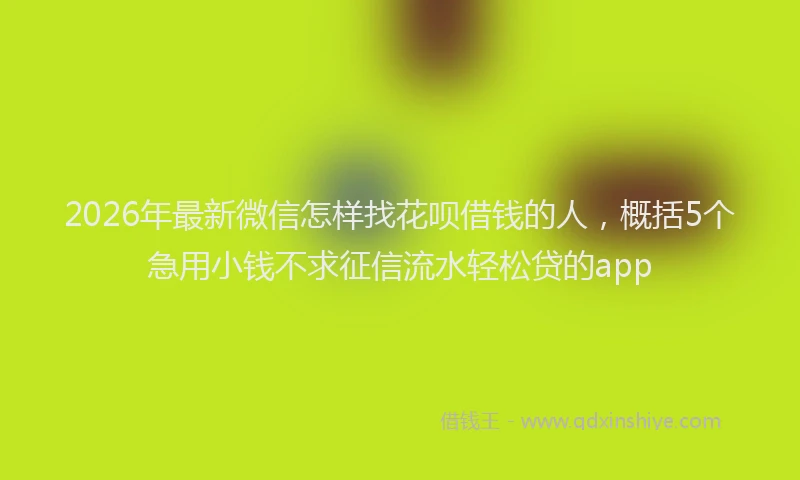 2026年最新微信怎样找花呗借钱的人，概括5个急用小钱不求征信流水轻松贷的app