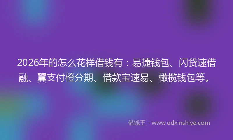 2026年的怎么花样借钱有：易捷钱包、闪贷速借融、翼支付橙分期、借款宝速易、橄榄钱包等。