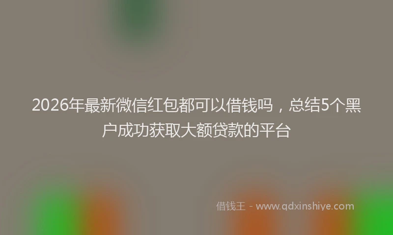 2026年最新微信红包都可以借钱吗，总结5个黑户成功获取大额贷款的平台