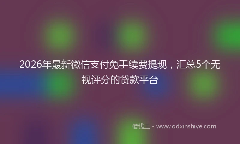 2026年最新微信支付免手续费提现，汇总5个无视评分的贷款平台