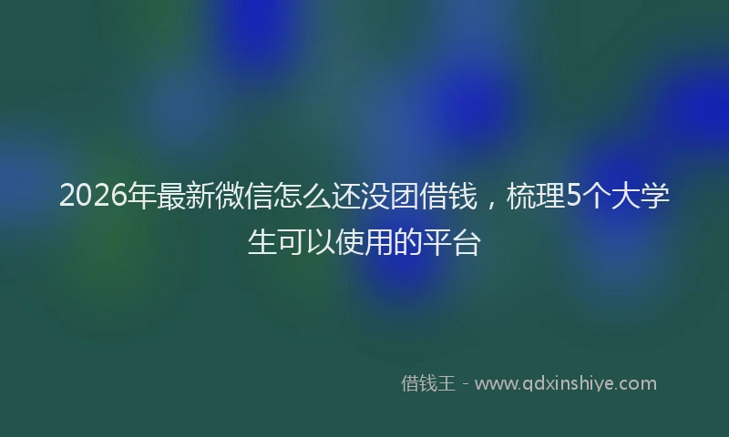 2026年最新微信怎么还没团借钱，梳理5个大学生可以使用的平台