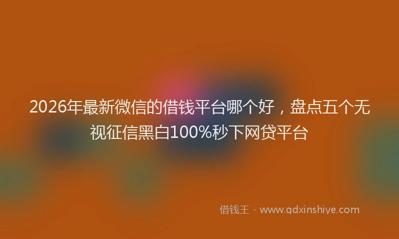 2026年最新微信的借钱平台哪个好，盘点五个无视征信黑白100%秒下网贷平台