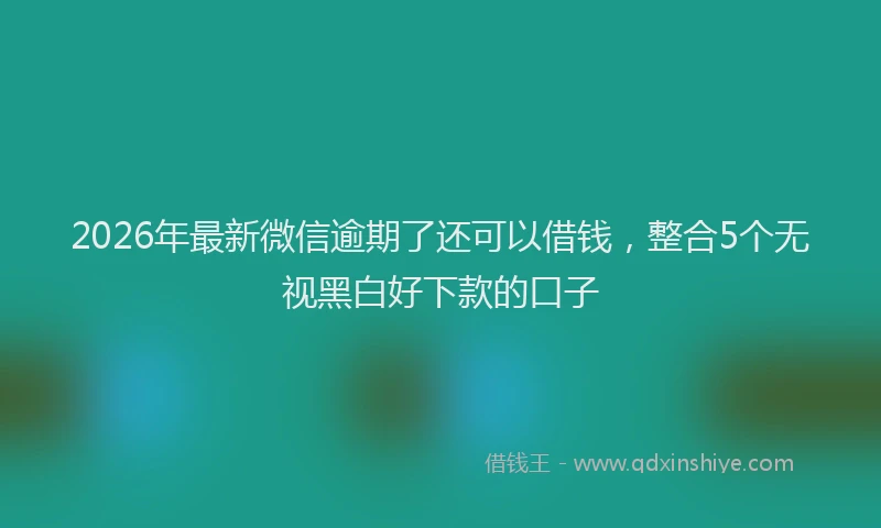 2026年最新微信逾期了还可以借钱，整合5个无视黑白好下款的口子