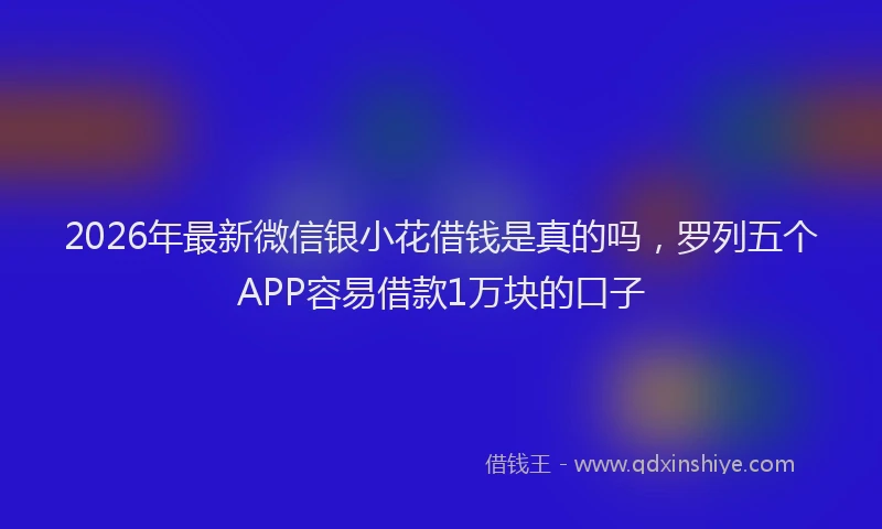2026年最新微信银小花借钱是真的吗，罗列五个APP容易借款1万块的口子