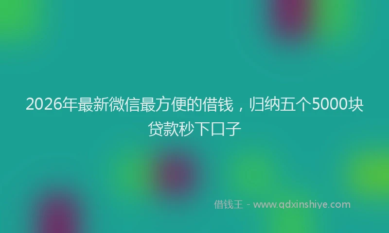 2026年最新微信最方便的借钱，归纳五个5000块贷款秒下口子