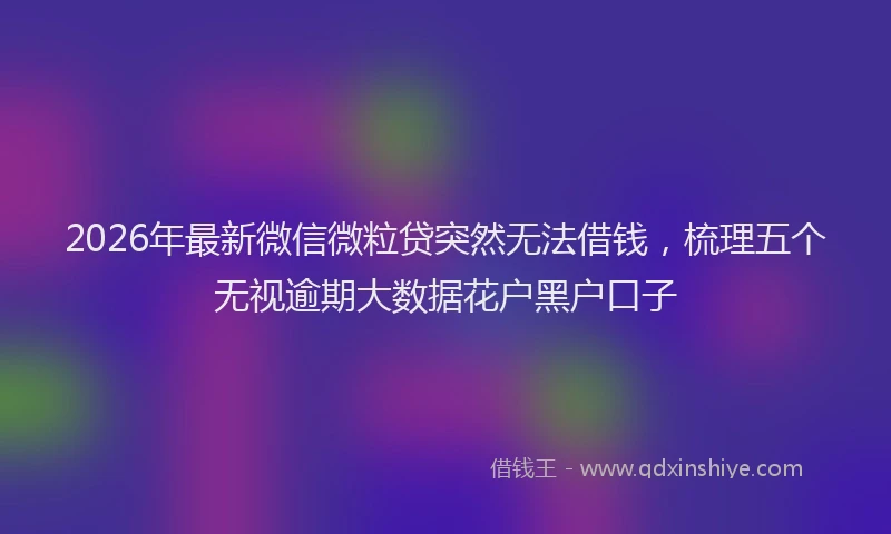 2026年最新微信微粒贷突然无法借钱，梳理五个无视逾期大数据花户黑户口子
