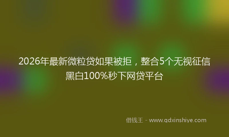 2026年最新微粒贷如果被拒，整合5个无视征信黑白100%秒下网贷平台