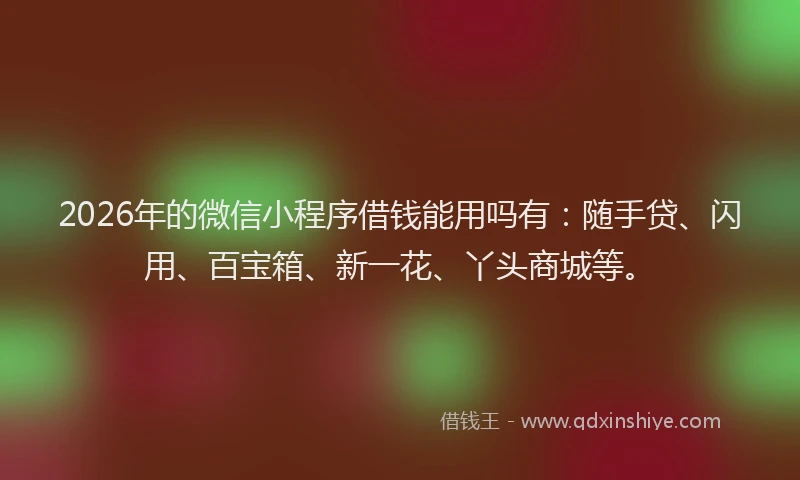 2026年的微信小程序借钱能用吗有：随手贷、闪用、百宝箱、新一花、丫头商城等。