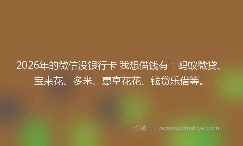 2026年的微信没银行卡 我想借钱有：蚂蚁微贷、宝来花、多米、惠享花花、钱贷乐借等。