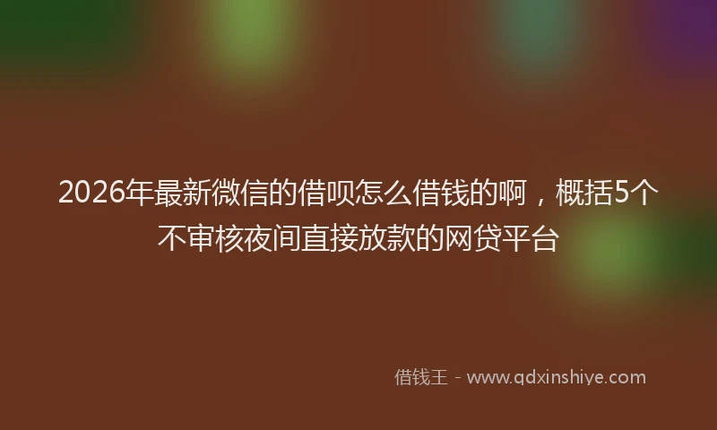 2026年最新微信的借呗怎么借钱的啊，概括5个不审核夜间直接放款的网贷平台