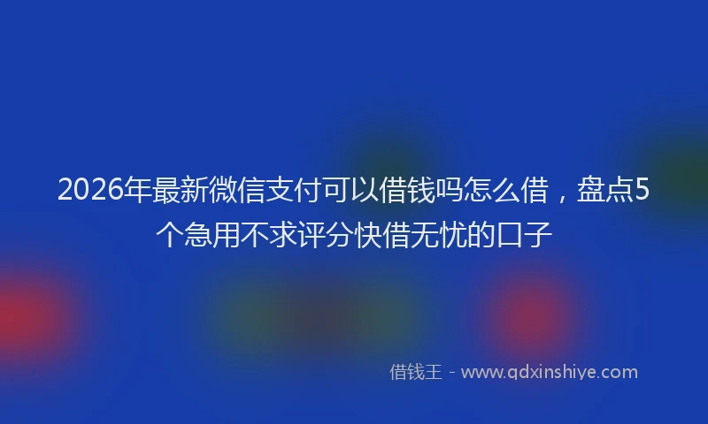 2026年最新微信支付可以借钱吗怎么借，盘点5个急用不求评分快借无忧的口子
