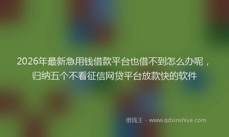 2026年最新急用钱借款平台也借不到怎么办呢，归纳五个不看征信网贷平台放款快的软件