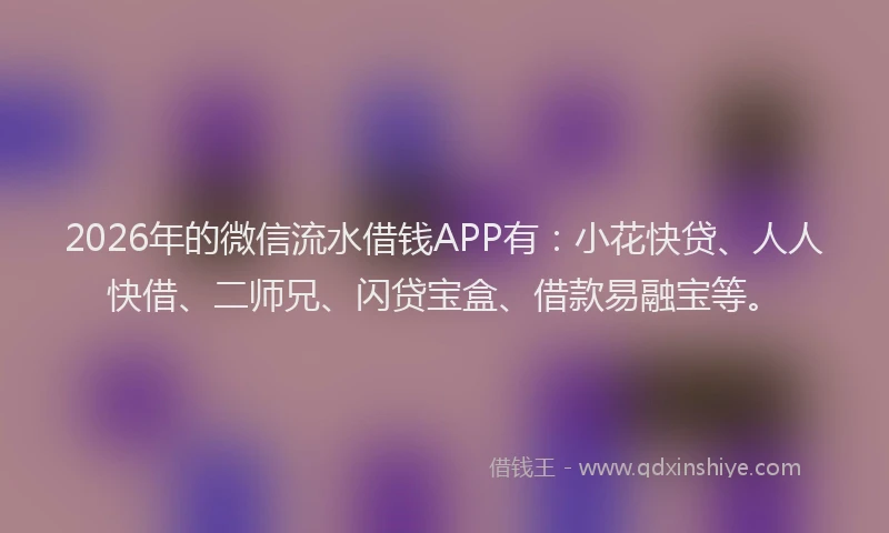 2026年的微信流水借钱APP有：小花快贷、人人快借、二师兄、闪贷宝盒、借款易融宝等。