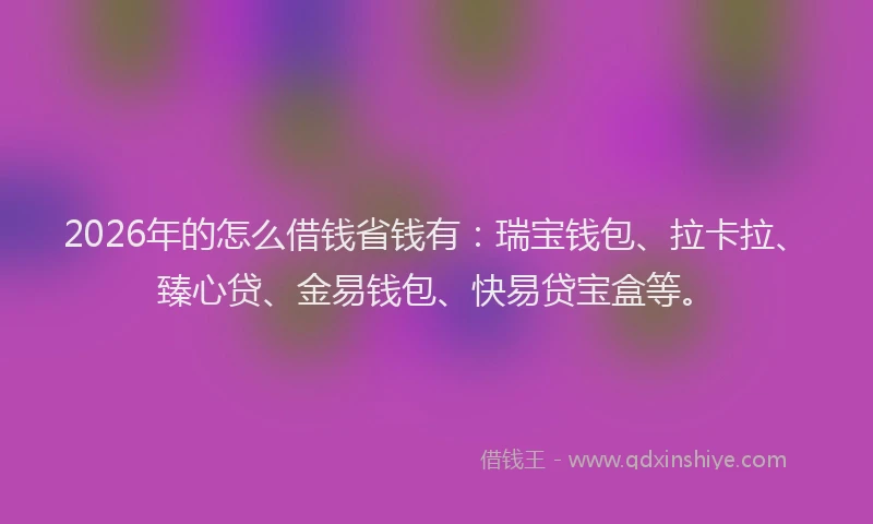2026年的怎么借钱省钱有：瑞宝钱包、拉卡拉、臻心贷、金易钱包、快易贷宝盒等。
