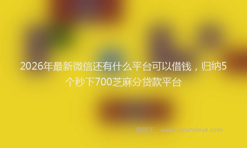 2026年最新微信还有什么平台可以借钱，归纳5个秒下700芝麻分贷款平台