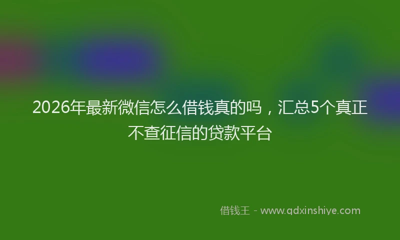 2026年最新微信怎么借钱真的吗，汇总5个真正不查征信的贷款平台
