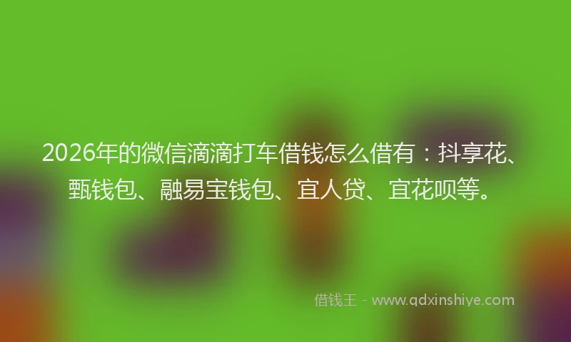 2026年的微信滴滴打车借钱怎么借有：抖享花、甄钱包、融易宝钱包、宜人贷、宜花呗等。