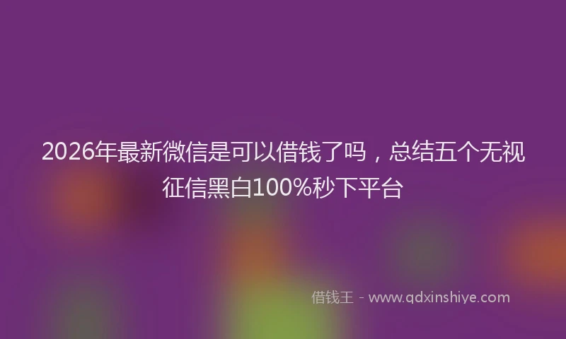 2026年最新微信是可以借钱了吗，总结五个无视征信黑白100%秒下平台