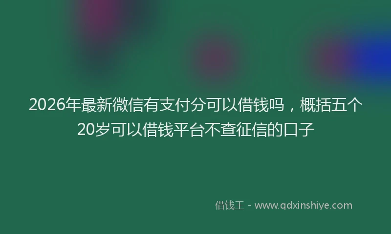 2026年最新微信有支付分可以借钱吗，概括五个20岁可以借钱平台不查征信的口子