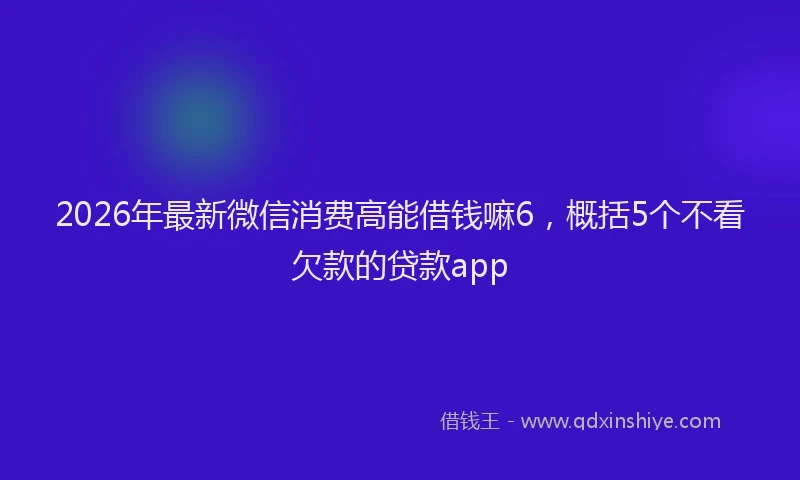 2026年最新微信消费高能借钱嘛6，概括5个不看欠款的贷款app