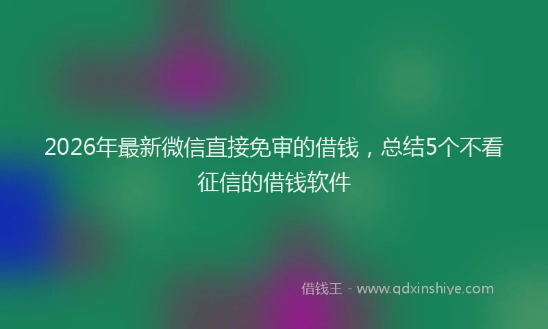 2026年最新微信直接免审的借钱，总结5个不看征信的借钱软件