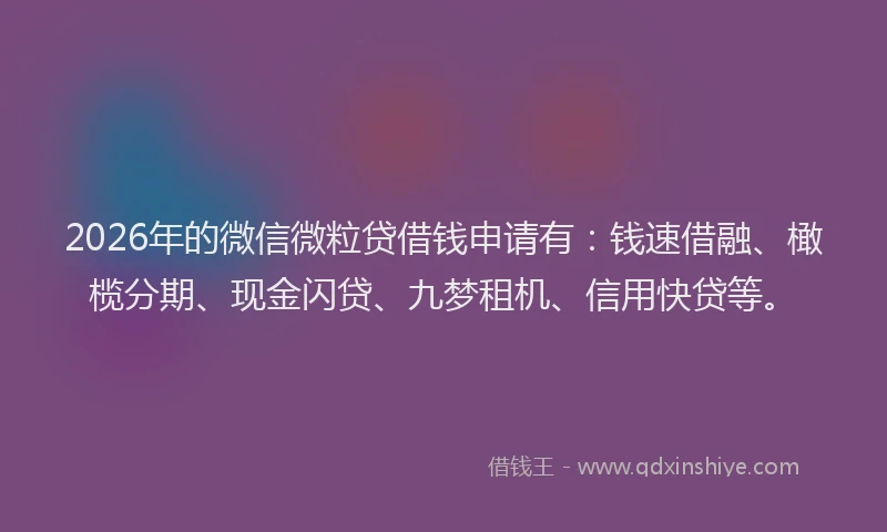 2026年的微信微粒贷借钱申请有：钱速借融、橄榄分期、现金闪贷、九梦租机、信用快贷等。