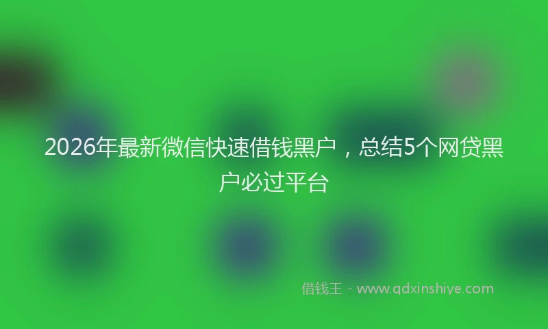 2026年最新微信快速借钱黑户，总结5个网贷黑户必过平台