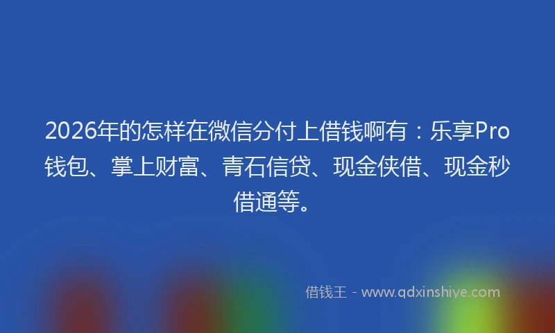 2026年的怎样在微信分付上借钱啊有：乐享Pro钱包、掌上财富、青石信贷、现金侠借、现金秒借通等。