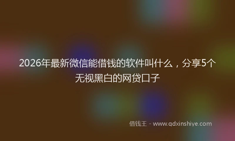 2026年最新微信能借钱的软件叫什么，分享5个无视黑白的网贷口子