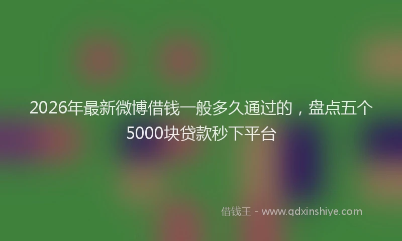 2026年最新微博借钱一般多久通过的，盘点五个5000块贷款秒下平台