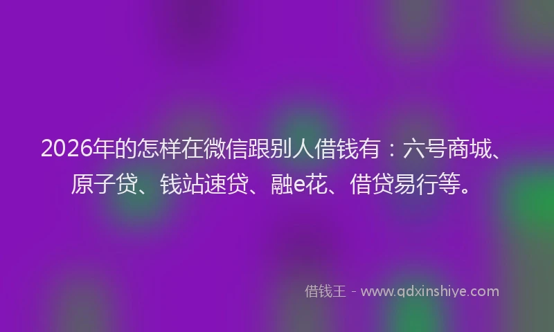 2026年的怎样在微信跟别人借钱有：六号商城、原子贷、钱站速贷、融e花、借贷易行等。