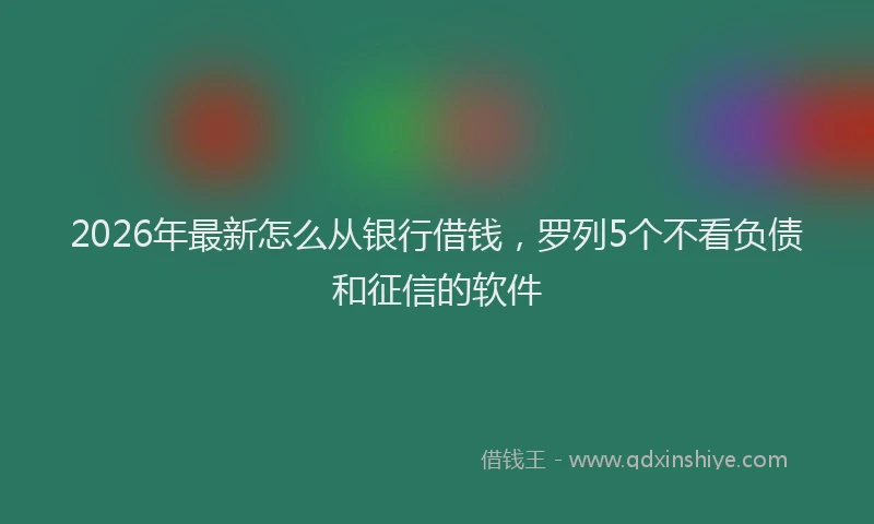 2026年最新怎么从银行借钱，罗列5个不看负债和征信的软件