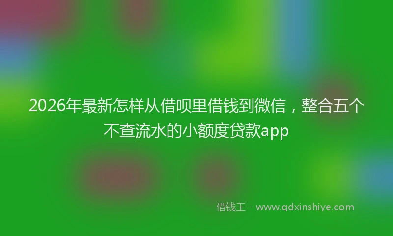 2026年最新怎样从借呗里借钱到微信，整合五个不查流水的小额度贷款app