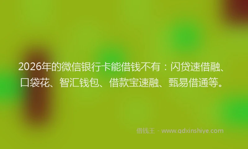2026年的微信银行卡能借钱不有：闪贷速借融、口袋花、智汇钱包、借款宝速融、甄易借通等。