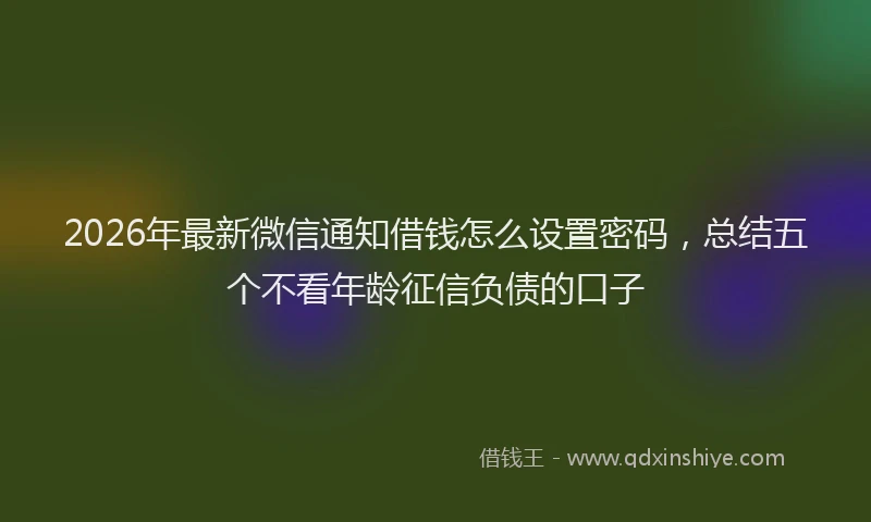 2026年最新微信通知借钱怎么设置密码，总结五个不看年龄征信负债的口子