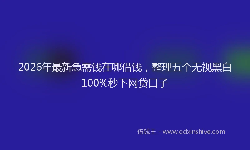2026年最新急需钱在哪借钱，整理五个无视黑白100%秒下网贷口子