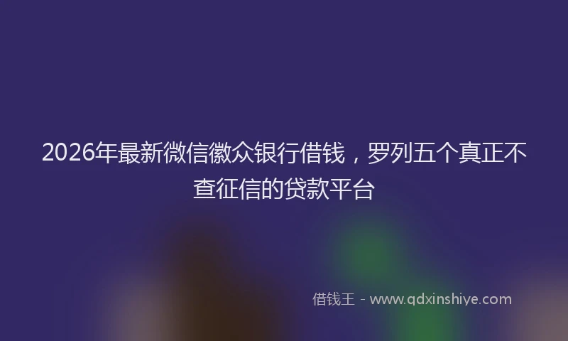 2026年最新微信徽众银行借钱，罗列五个真正不查征信的贷款平台