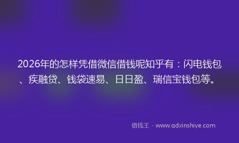 2026年的怎样凭借微信借钱呢知乎有：闪电钱包、疾融贷、钱袋速易、日日盈、瑞信宝钱包等。