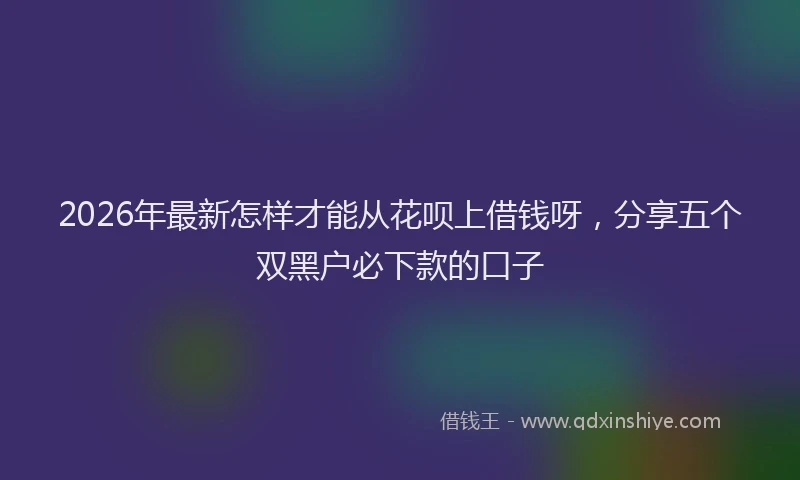 2026年最新怎样才能从花呗上借钱呀，分享五个双黑户必下款的口子