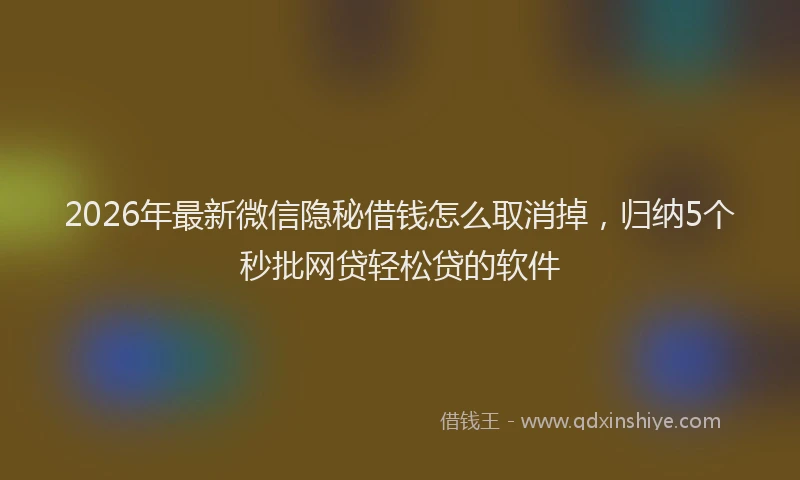 2026年最新微信隐秘借钱怎么取消掉，归纳5个秒批网贷轻松贷的软件